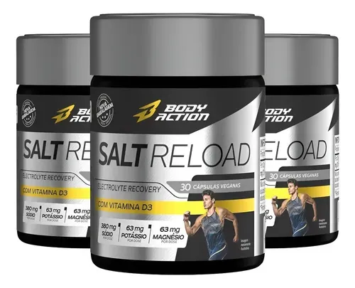 Kit 3x Salt Reload Cápsulas De Sal Total 90 Caps Bodyaction