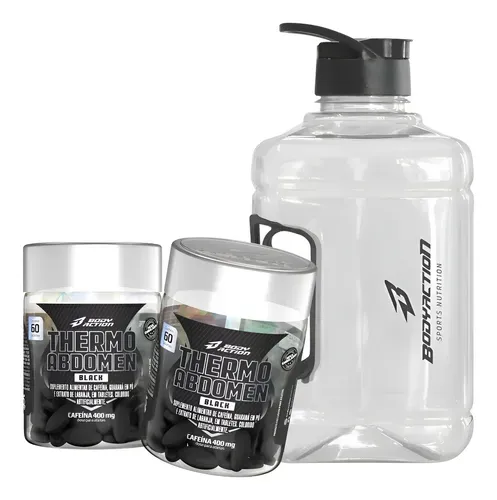 Suplemento Bodyaction Thermo Abdomen Black 60 Comprimidos + Galão