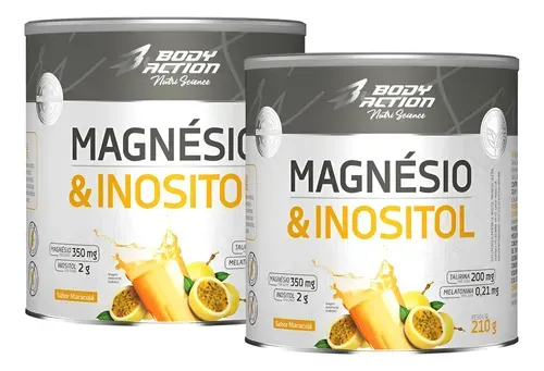 Kit Bodyaction Magnésio e Inositol Taurina Melatonina 210g Maracujá - Foto oficial e menor preço