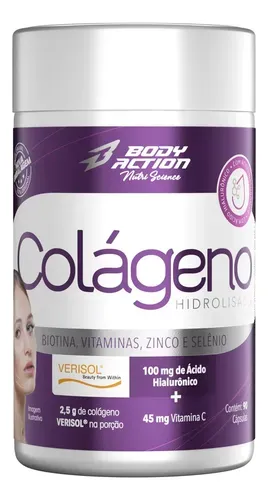 Suplemento Bodyaction Colágeno Verisol 90 Cápsulas Sem Sabor Natural / Sem Sabor