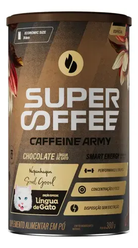 Suplemento Caffeine Army SuperCoffee Língua de Gato Chocolate 380g