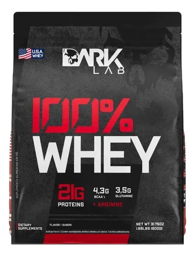Whey Protein Concentrado 100% 900g Refil Dark Lab Sabor Morango