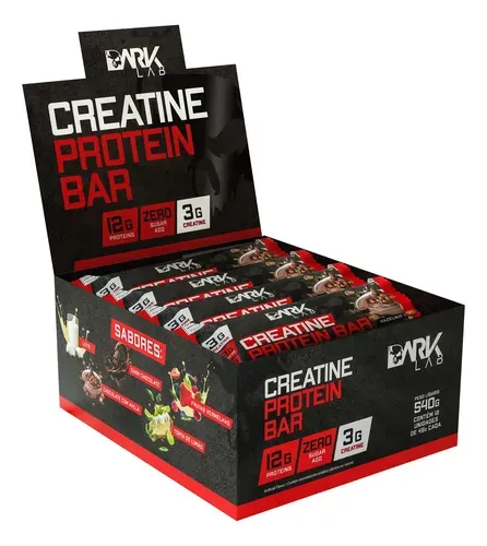 Creatine Protein Bar 12 Unidades 45g Dark Lab Sabor Trufa de Avelã Preto