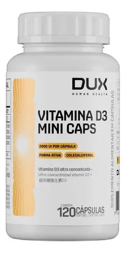 Vitamina D3 Colecalciferol 2000 UI 120 Cápsulas Dux Nutrition