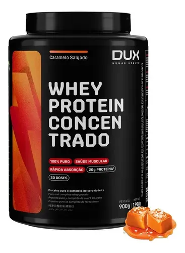 Suplemento Dux Human Health Whey Protein Concentrado 900g Sabor Caramelo Salgado - Foto oficial e menor preço