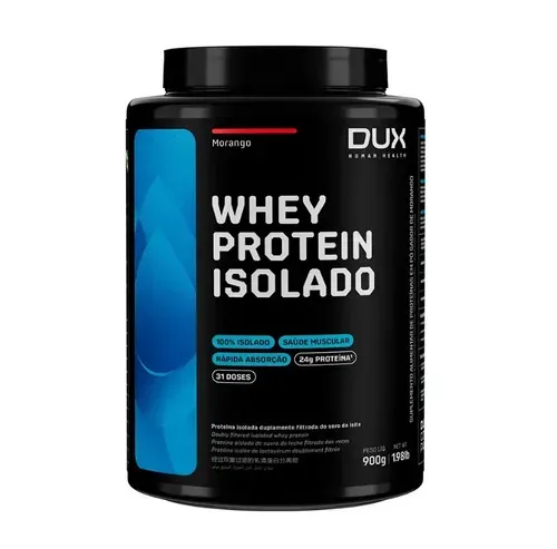 Whey Protein Isolado Dux Nutrition 900g Sabor Morango
