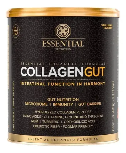 Suplemento Essential Nutrition Collagen Gut 400g Laranja e Blueberry