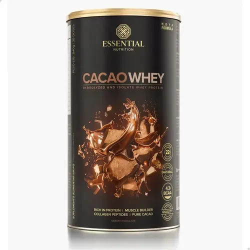 Cacao Whey Hidrolisado e Isolado Essential Nutrition 840g