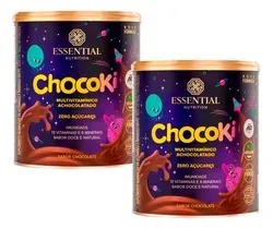 Kit 2 Chocoki Achocolatado Essential Nutrition 300g Cada Sabor Chocolate - Foto oficial e menor preço