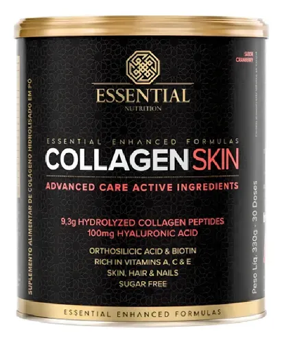 Colágeno Hidrolisado Collagen Skin New 300g Essential Nutrition Sabor Cranberry - Foto oficial e menor preço