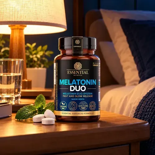 Melatonina Duo Menta Essential Nutrition 120 Comprimidos Sabor Menta Sublingual Vegano - Foto oficial e menor preço