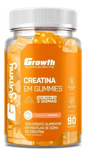 Creatina Em Gummies Growth Supplements 90 Gomas Gummy Pessego