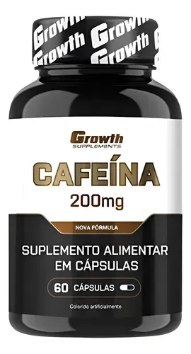 Cafeína Growth Supplements 200mg 60 Cápsulas - Foto oficial e menor preço
