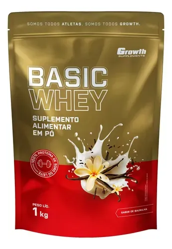Whey Protein Concentrado Basic Whey 1kg Growth Supplements Baunilha