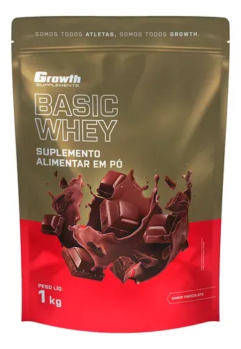 Proteína Growth Supplements Basic Whey Concentrado 1kg Sabor Chocolate