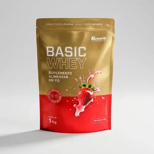 Proteína Growth Supplements Basic Whey Pro Morango 1kg