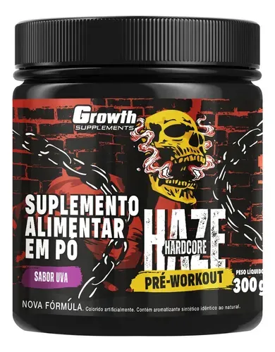 Pré-Treino Haze Hardcore 300g Growth Supplements Sabor Uva