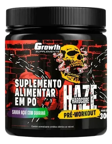 Pré-treino Haze Hardcore Growth Supplements 300g Açaí com Guaraná