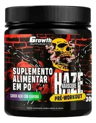 Suplemento Haze Hardcore Pré-treino 300g Growth Supplements Sabor Açaí Com Guaraná - Foto oficial e menor preço