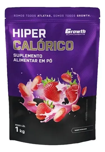 Hipercalórico Growth Supplements 1kg Sabor Morango
