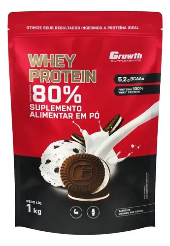 Suplemento Growth Supplements Whey Protein Concentrado Cookies and Cream 1kg Cookies & Cream - Foto oficial e menor preço