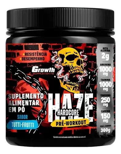 Pré Treino Growth Haze 300g Betalanina 2g Tutti Frutti - Foto oficial e menor preço
