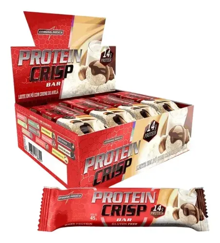 Barra de Proteínas Crisp Bar Ninho com Creme de Avelã Integralmedica 12 Unidades