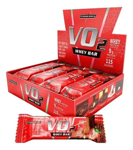 Barra de Proteína Integralmédica VO2 Slim Whey Bar Sabor Morango 12 Unidades