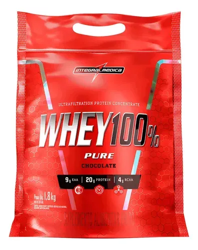 Whey 100% Pure 1,8kg Refil Integralmedica Sabor Chocolate