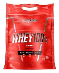 Whey 100% Pure Pouch Morango 900g Integralmedica - Foto oficial e menor preço