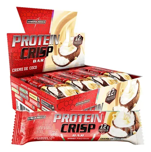Caixa de 12 Barras de Proteína Whey Crisp Bar Creme de Coco Integralmedica