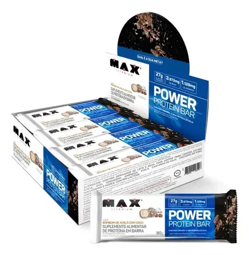 Barra de Proteína Max Titanium 90g - Sabor Bombom de Avelã com Coco