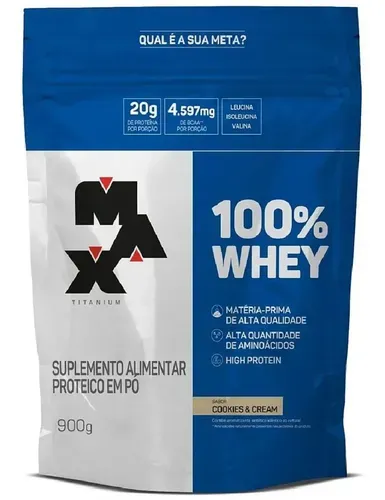Suplemento Max Titanium 100% Whey Max Sabor Cookies Cookies & Cream - Foto oficial e menor preço