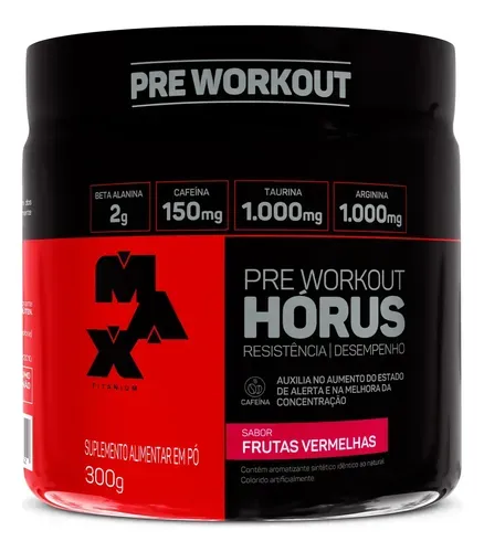 Pré Treino Max Titanium Hórus 300g Frutas Vermelhas