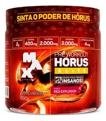 Suplemento Hórus Elite 390g Pré Treino Max Titanium Frutas Vermelhas - Foto oficial e menor preço