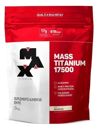 Suplemento em pó Max Titanium Mass Titanium Refil 17500 Carboidratos sabor Baunilha 3kg Titânio