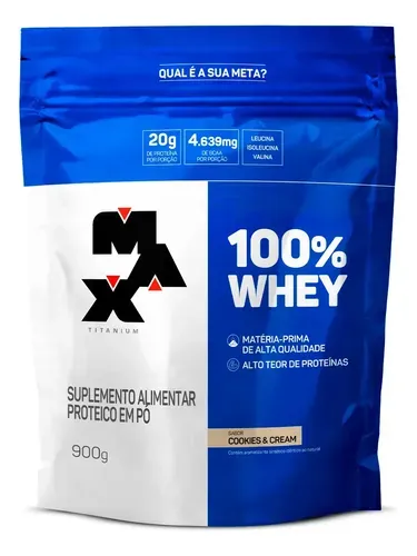 Suplemento Max Titanium 100% Whey 900g Cookies & Cream