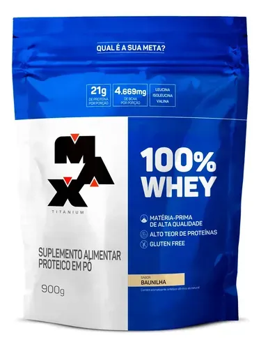 Whey Protein Max Titanium 900g 100% Whey Refil Baunilha