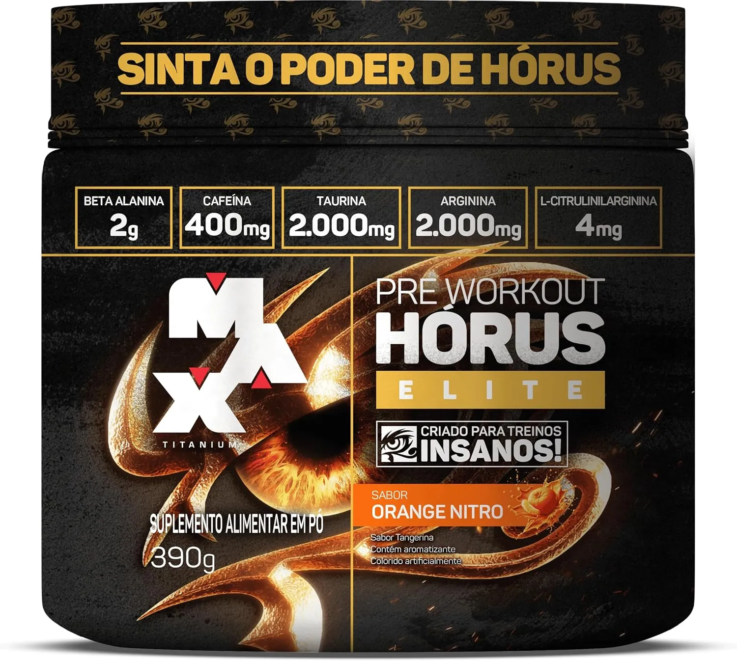 Pré-Treino Max Titanium Hórus 390g Tangerina