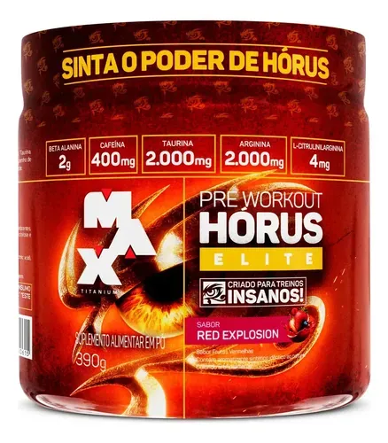 Pré-Treino Max Titanium Hórus Elite 390g Frutas Vermelhas