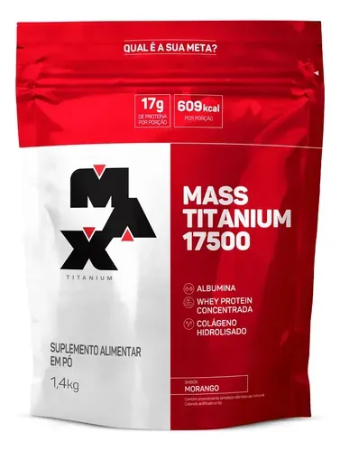 Hipercalórico Max Titanium Mass Titanium 1,4kg Sabor Morango