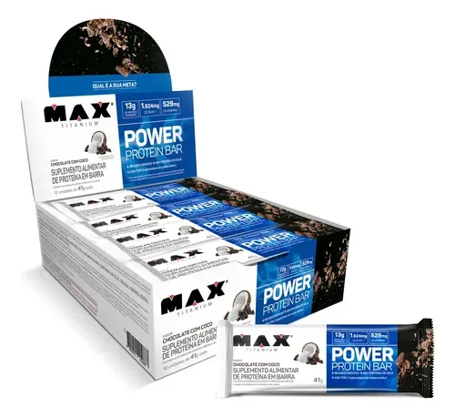 Barra de Proteína Max Titanium Power Protein Bar 41g Chocolate com Coco Titânio