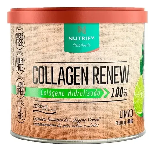Colágeno Hidrolisado Nutrify Collagen Renew Sabor Limão 300g
