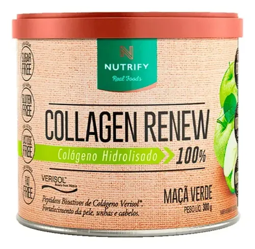 Colágeno Hidrolisado Verisol Nutrify Collagen Renew Sabor Maçã Verde 300g - Foto oficial e menor preço