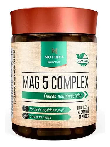 Suplemento Magnésio Nutrify Mag 5 Quelato 90 Cápsulas