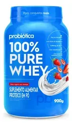 Whey Protein 100% Pure Probiótica Sabor Iogurte de Morango 900g - Foto oficial e menor preço