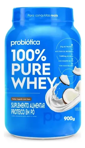 Suplemento 100% Pure Whey Probiótica Sabor Iogurte com Coco 900g