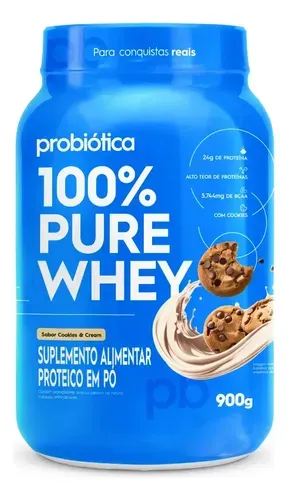 Whey Protein Concentrado 100% Pure Whey 900g Cookies & Cream Probiótica