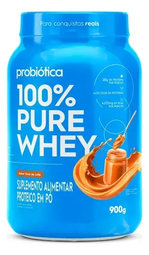 Suplemento 100% Pure Whey 900g Doce de Leite Probiótica