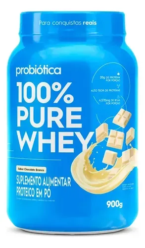 Suplemento 100% Pure Whey 900g Probiótica Sabor Chocolate Branco